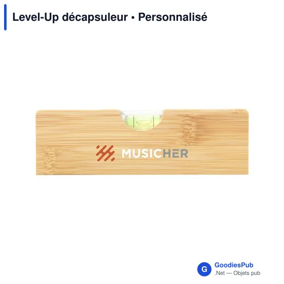 Décapsuleur personnalisable en bambou avec logo - Level-Up - Image 2