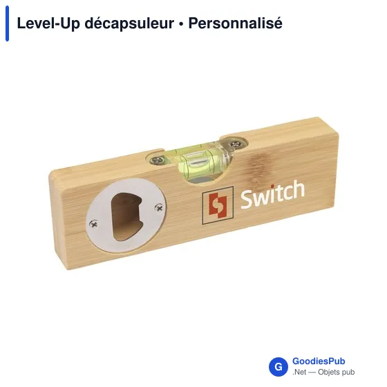 Décapsuleur personnalisable en bambou avec logo - Level-Up - Image 5