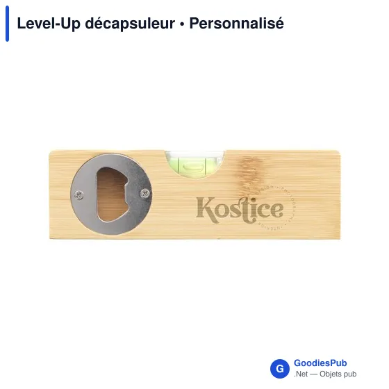 Décapsuleur personnalisable en bambou avec logo - Level-Up - Image 6