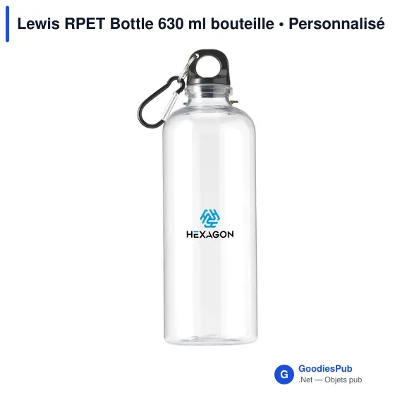 Bouteille d'eau personnalisable Lewis RPET 630 ml avec logo - Image 4