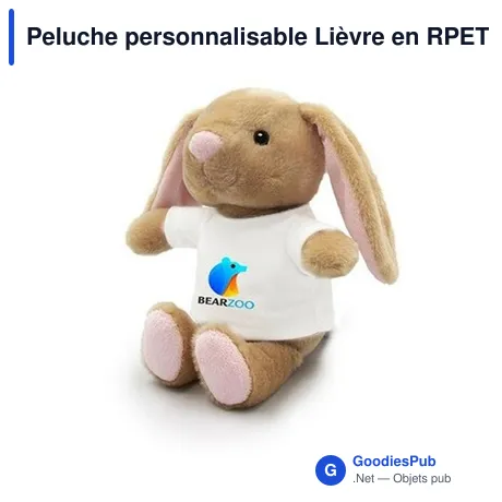Peluche personnalisable Lièvre en RPET avec logo - Jumpie