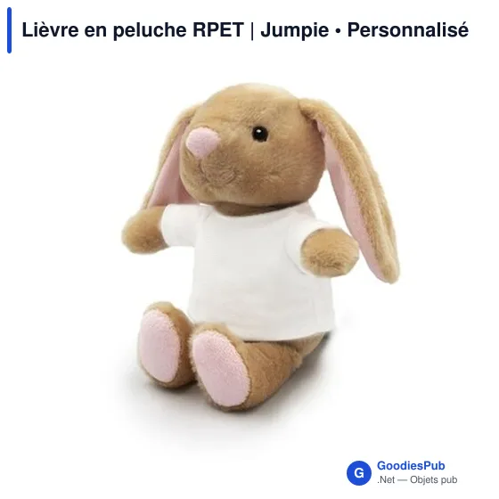Peluche personnalisable Lièvre en RPET avec logo - Jumpie - Image 2