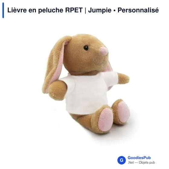 Peluche personnalisable Lièvre en RPET avec logo - Jumpie - Image 3