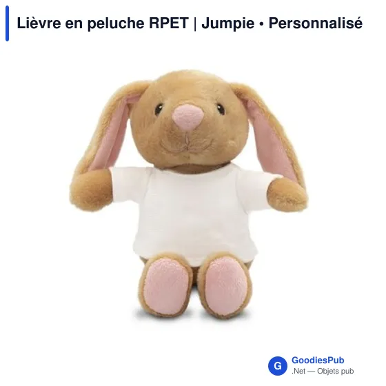 Peluche personnalisable Lièvre en RPET avec logo - Jumpie - Image 4