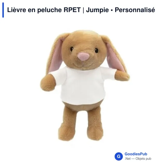 Peluche personnalisable Lièvre en RPET avec logo - Jumpie - Image 5