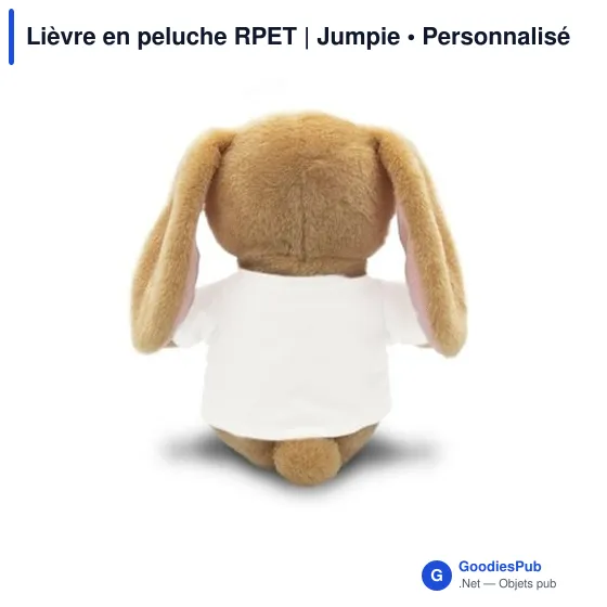 Peluche personnalisable Lièvre en RPET avec logo - Jumpie - Image 6