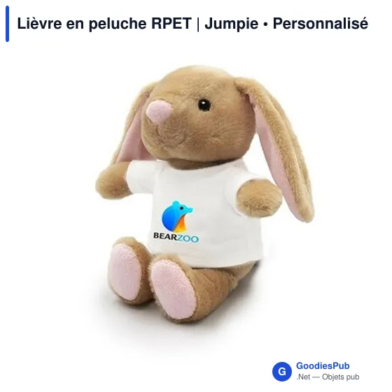 Peluche personnalisable Lièvre en RPET avec logo - Jumpie - Image 9
