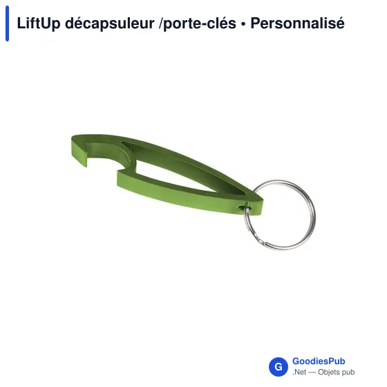 Décapsuleur porte-clés personnalisable en aluminium - LiftUpavec logo - Image 1