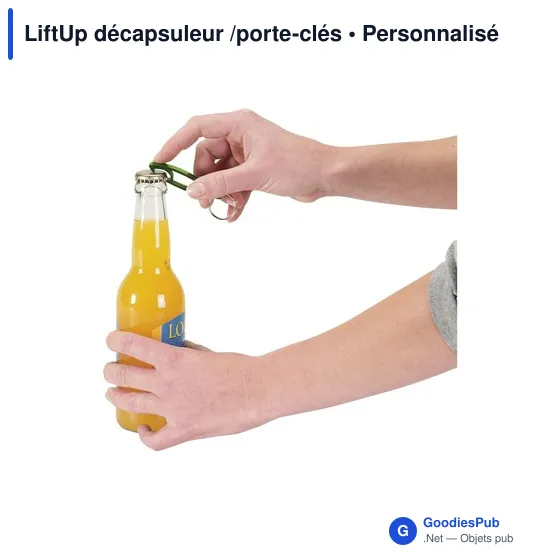Décapsuleur porte-clés personnalisable en aluminium - LiftUpavec logo - Image 2