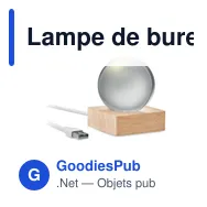 Lampe de bureau personnalisable LIGHT Sphère en verre LED avec logo - Miniature 1