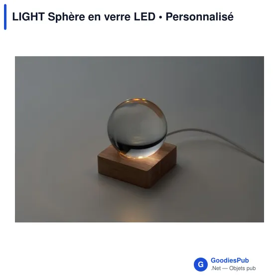 Lampe de bureau personnalisable LIGHT Sphère en verre LED avec logo - Image 3