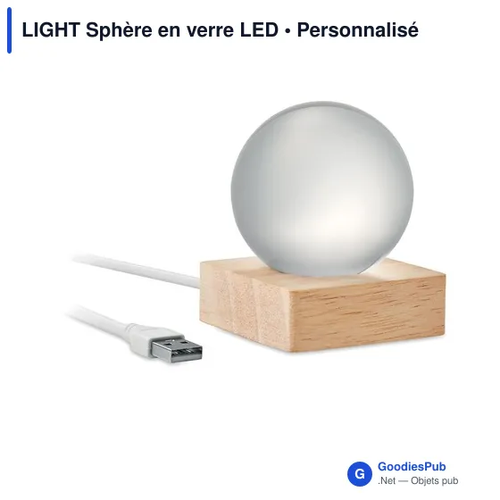 Lampe de bureau personnalisable LIGHT Sphère en verre LED avec logo - Image 5