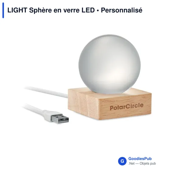 Lampe de bureau personnalisable LIGHT Sphère en verre LED avec logo - Image 6