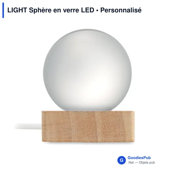 Lampe de bureau personnalisable LIGHT Sphère en verre LED avec logo - Image 7