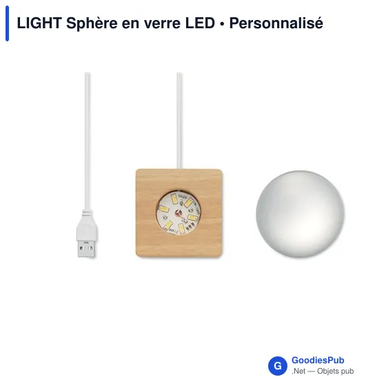 Lampe de bureau personnalisable LIGHT Sphère en verre LED avec logo - Image 8
