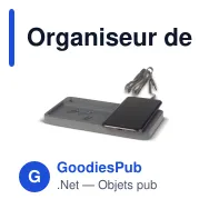 Organiseur de bureau personnalisable en calcaire avec chargeur sans fil 5W et logo - Miniature 2
