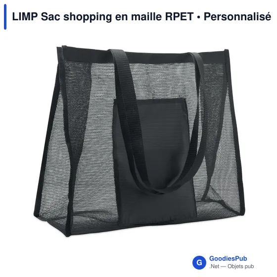 Sac shopping personnalisable en maille RPET avec logo - LIMP - Image 6