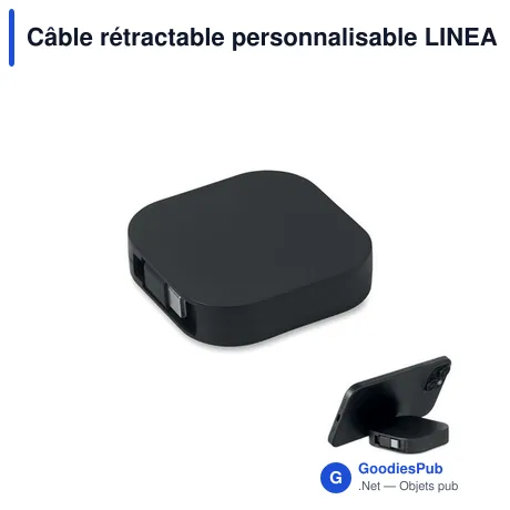 Câble rétractable personnalisable LINEA 100 avec logo