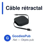 Câble rétractable personnalisable LINEA 100 avec logo - Miniature 2