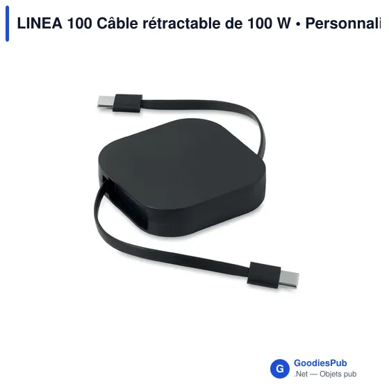 Câble rétractable personnalisable LINEA 100 avec logo - Image 2