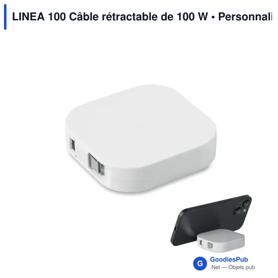 Câble rétractable personnalisable LINEA 100 avec logo - Image 11