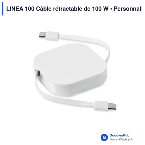 Câble rétractable personnalisable LINEA 100 avec logo - Image 12