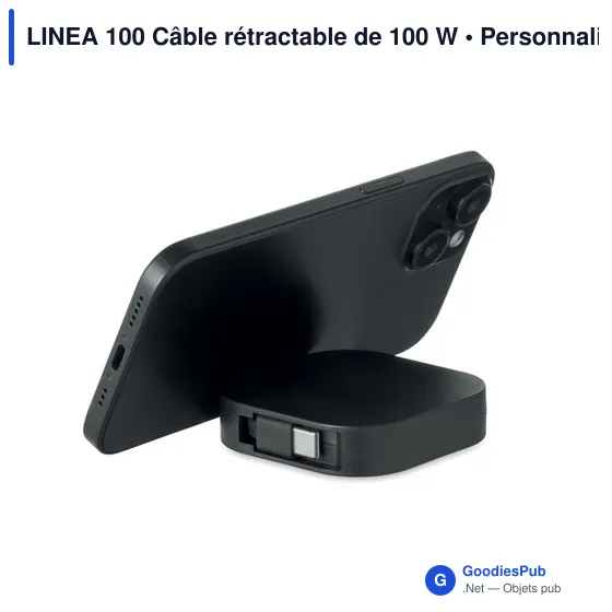 Câble rétractable personnalisable LINEA 100 avec logo - Image 4