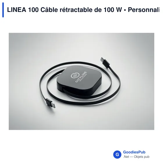 Câble rétractable personnalisable LINEA 100 avec logo - Image 5
