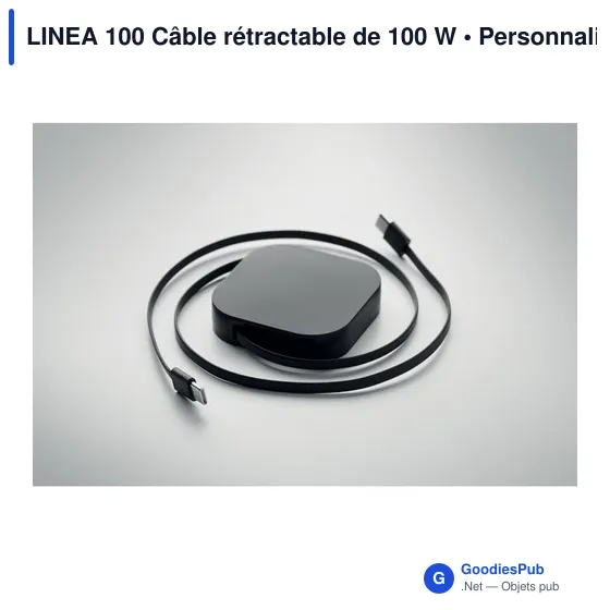 Câble rétractable personnalisable LINEA 100 avec logo - Image 10