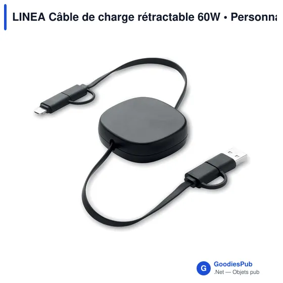 LINEA Câble de charge rétractable 60W - Image 1