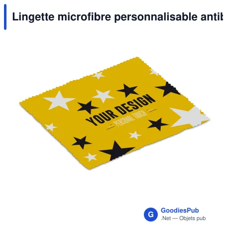 Lingette microfibre personnalisable antibactérienne avec logo - 15 x 18 cm