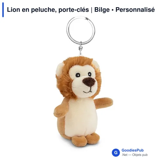 Porte-clés en peluche personnalisable Lion - Bilgeavec logo - Image 2