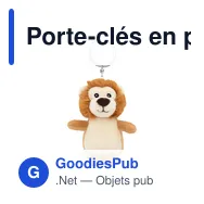 Porte-clés en peluche personnalisable Lion - Bilgeavec logo - Miniature 3