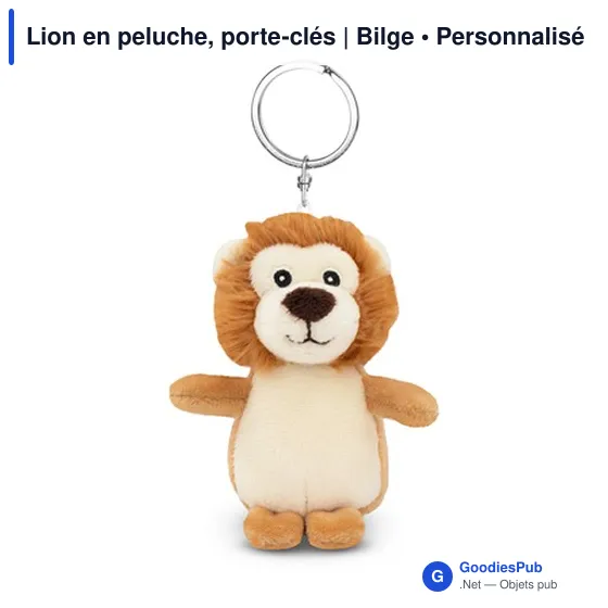 Porte-clés en peluche personnalisable Lion - Bilgeavec logo - Image 3