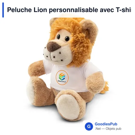 Peluche Lion personnalisable avec T-shirt pour logo - Roy