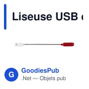 Liseuse USB en ABS et métal Lola - Miniature 1