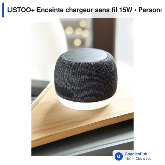 Enceinte personnalisable LISTOO+ avec chargeur sans fil et logo - Image 3