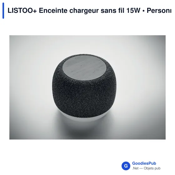 Enceinte personnalisable LISTOO+ avec chargeur sans fil et logo - Image 4