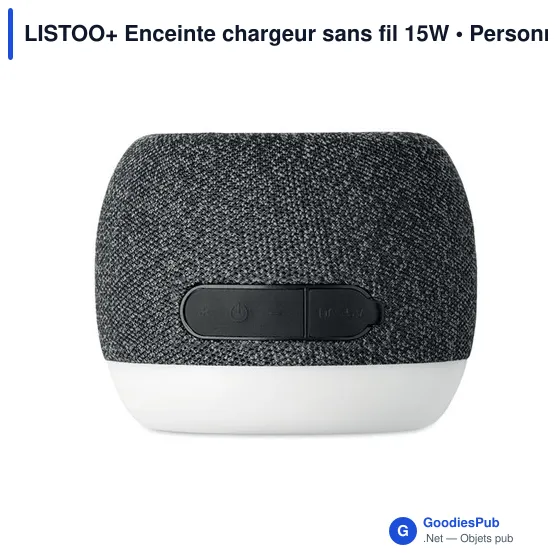 Enceinte personnalisable LISTOO+ avec chargeur sans fil et logo - Image 8