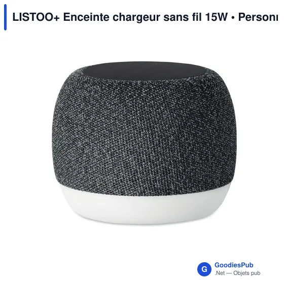 Enceinte personnalisable LISTOO+ avec chargeur sans fil et logo - Image 9