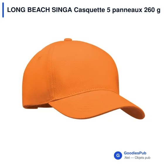 LONG BEACH SINGA Casquette 5 panneaux 260 gr/m - Image 5