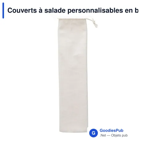 Couverts à salade personnalisables en bambou - Lot de 2 - Charlotteavec logo