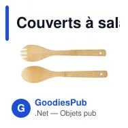 Couverts à salade personnalisables en bambou - Lot de 2 - Charlotteavec logo - Miniature 3
