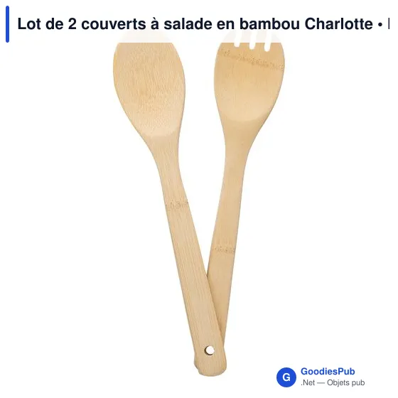Couverts à salade personnalisables en bambou - Lot de 2 - Charlotteavec logo - Image 5