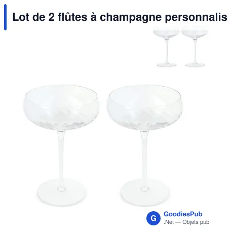 Lot de 2 flûtes à champagne personnalisables 300 ml avec logo - Byon Opacity