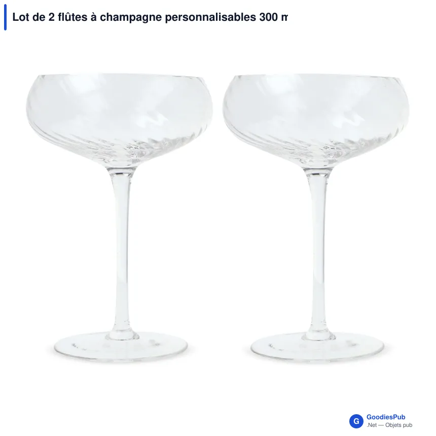 Lot de 2 flûtes à champagne personnalisables 300 ml avec logo - Byon Opacity - Image 2