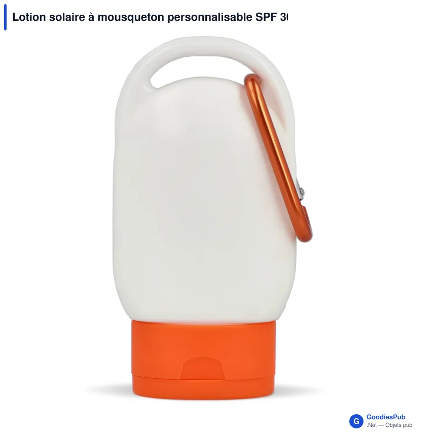 Lotion solaire à mousqueton personnalisable SPF 30 avec logo - PP recyclé 30 ml - Image 2