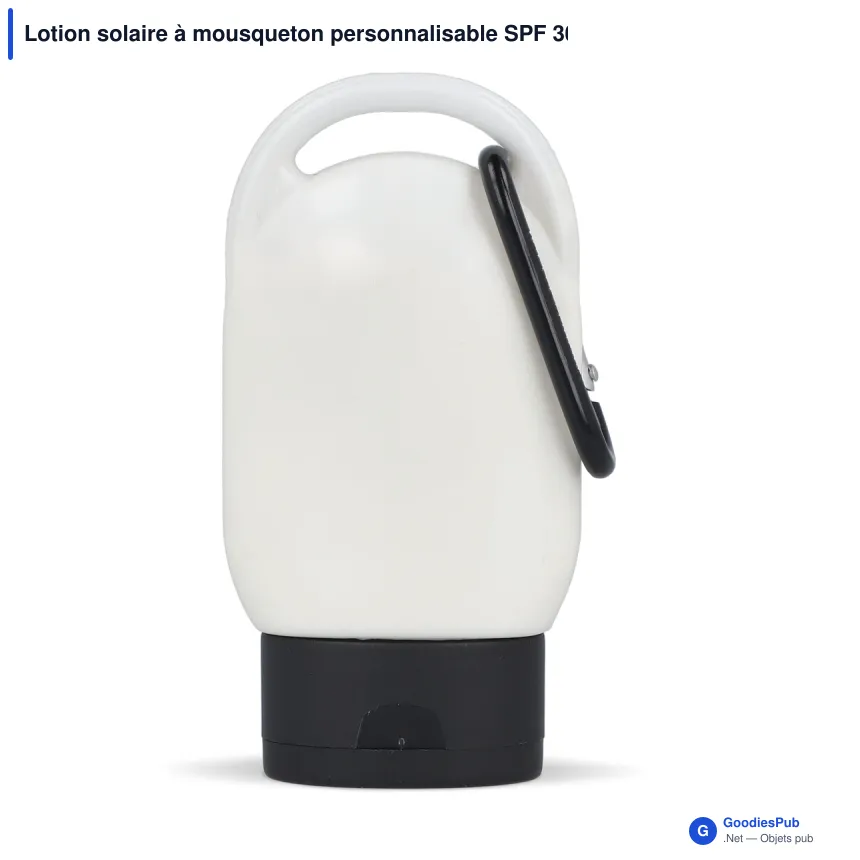 Lotion solaire à mousqueton personnalisable SPF 30 avec logo - PP recyclé 30 ml - Image 3