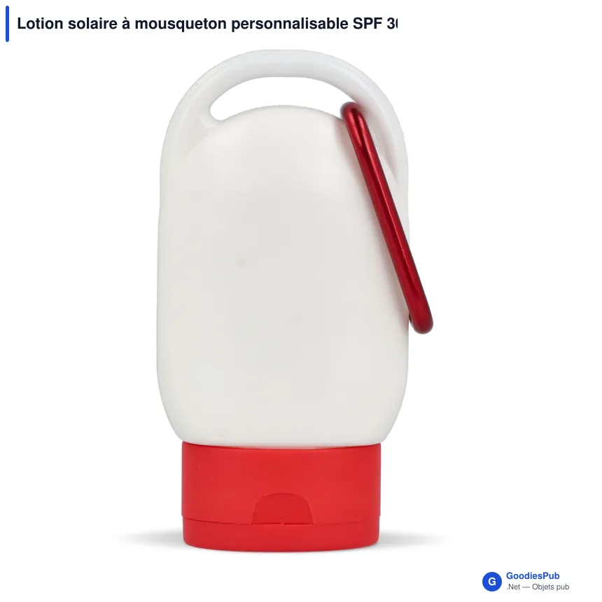 Lotion solaire à mousqueton personnalisable SPF 30 avec logo - PP recyclé 30 ml - Image 4