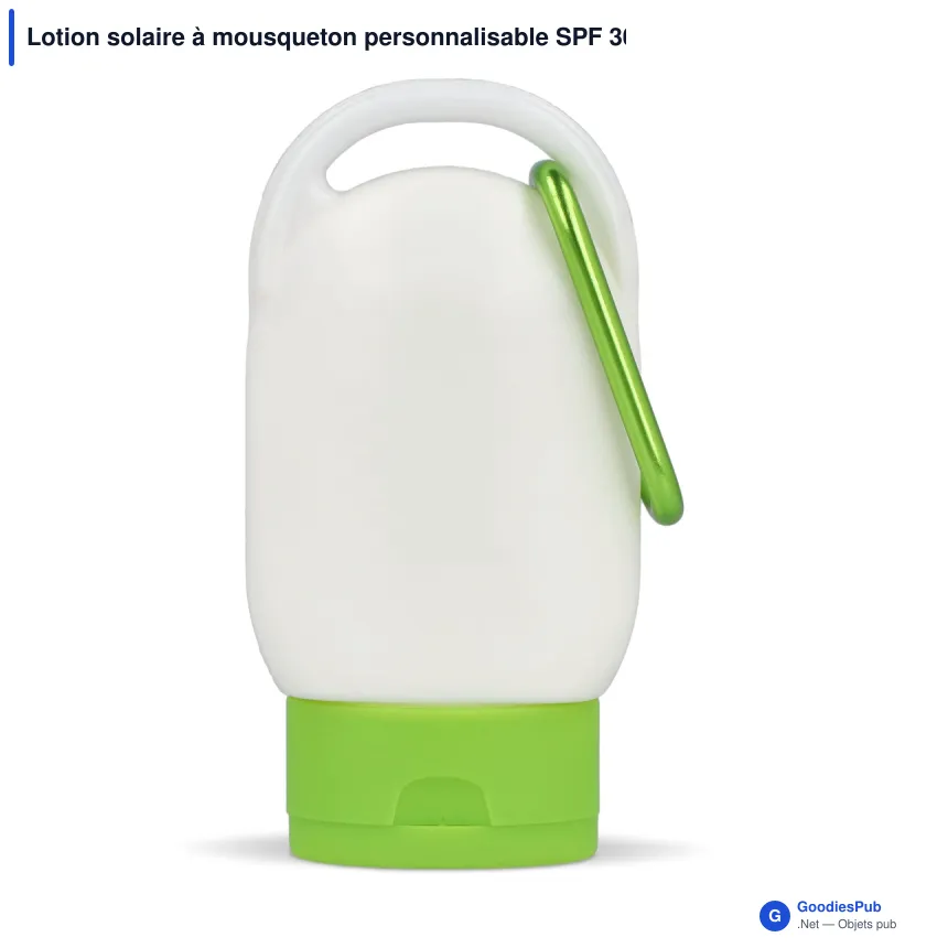 Lotion solaire à mousqueton personnalisable SPF 30 avec logo - PP recyclé 30 ml - Image 5